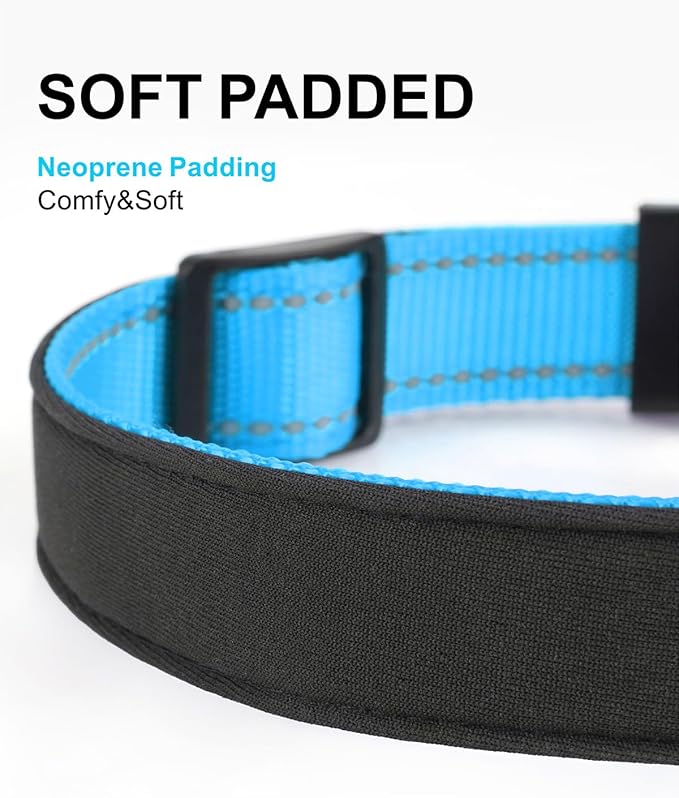 TagME Airtag Dog Collar,Waterproof Reflective Pet Collar with Airtag Holder,Soft Padded and Double D-Rings for Extra Large Dogs,Light Blue-Mewly Pet