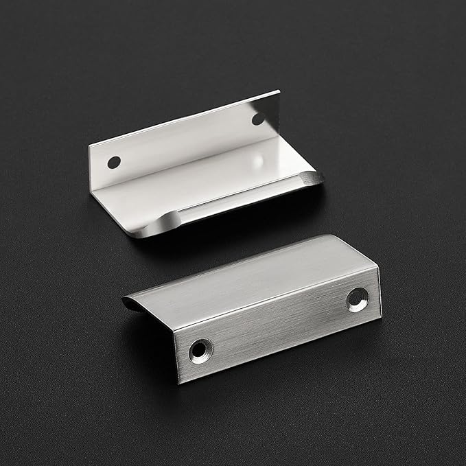 Ravinte Hardware 12 Pack Silver Cabinet Handles, 3 Inch (76mm) Finger Edge Pulls, 2 Inch Hole Center, Finger Pulls for Cabinets