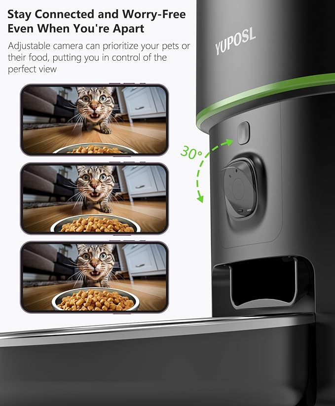 Automatic Cat Feeder with Camera - 5G WiFi Auto Cat Food Dispenser, 1080P HD Video with Night Vision, 1-15 Meals, 1-99 Portions, 2-Way Audio, Keeps Food Fresh, Timed Pet Feeder Also for Dogs-Mewly Pet