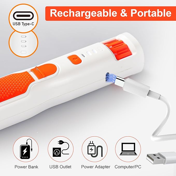 Dog Nail Grinder 7-Speed & 360° LED Light, Professional Pet Nail Grinder for Dogs and Cats, Electric Dog Nail Trimmer Painless Paws Grooming & Smoothing Tool for Large Medium Small Dogs Cats Pets-Mewly Pet