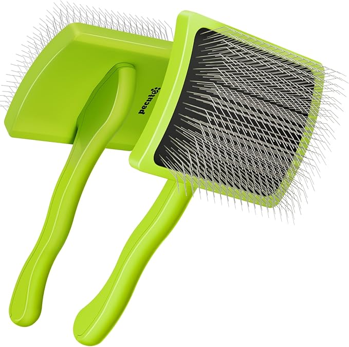 Pecute Slicker Brush for Dogs & Pet Comb, Professional Grooming Dog Brush for Goldendoodles, Poodles, Labradoodles, with Extra Long Soft Pins to Effectively Remove Tangles, Knots and Mats, 2PCS-Mewly Pet