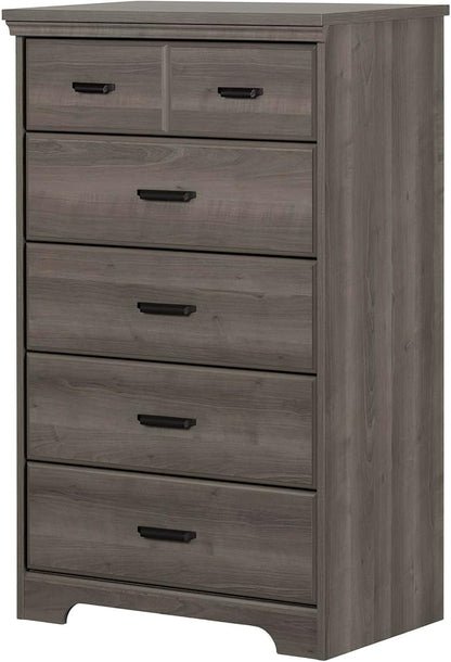 South Shore Versa Collection 5-Drawer Dresser, Gray Maple with Antique Handles
