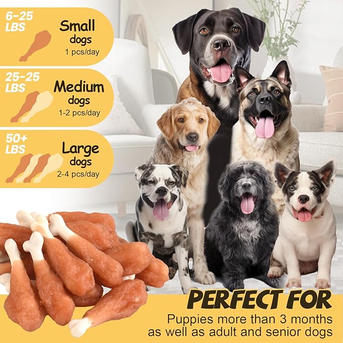 ASMPET Dog Treats Chews Rawhide Free Real Chicken Calcium Bone Snacks, Teeth Clean Breath Fresh Dog Training Treats-Mewly Pet