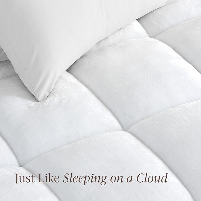 Bare Home California King Mattress Topper, Pillow Top Reversible, 1.5 inch Thick, Breathable, Deep Pocket, Machine Washable, White