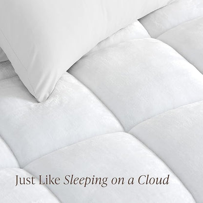 Bare Home California King Mattress Topper, Pillow Top Reversible, 1.5 inch Thick, Breathable, Deep Pocket, Machine Washable, White