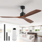 Sofucor 60 Inch Ceiling Fan No Light, Indoor/Outdoor Ceiling Fans Without Lights Remote Control, Reversible DC Motor, 6 Speed, Timer, 3 Blade Solid Wood Ceiling Fans for Bedroom Patio Farmhouse