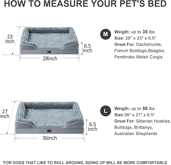 WNPETHOME Dog Beds for Large Sized Dogs, Washable Orthopedic Dog Couch Sofa Bed with Waterproof Lining & Non-Skid Bottom for Pet Sleeping-Mewly Pet