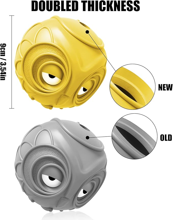 Giggle Ball for Dogs Owl Toys for Puppy Interactive Dog Toy Medium Large Dogs Natural Rubber Cute Hoot Fun Gift for Dog (Yellow Owl)-Mewly Pet