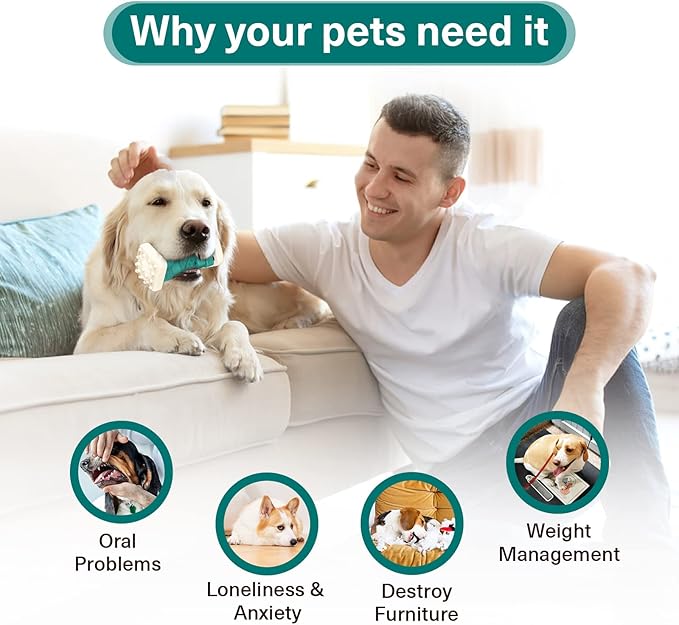 Pceotllar Indestructible Dog Chew Toys, Interactive Puzzle Toys with Beef Flavor, Safe Rubber for Aggressive Chewers - Large, Medium, Small Dogs - Green-Mewly Pet