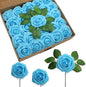 JOYLEX Artificial Flowers Realistic Roses, Real Looking Fake Roses with Stem for DIY Wedding Bouquets Centerpieces Bridal Shower Party Home Romantic Decorations (Light Blue, Regular 3" - 200pcs)