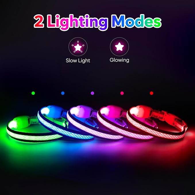 Flashseen LED Cat Collar,Light Up Dog Collar Rechargeable, Dog Lights for Night Walking, Comfortable Soft Mesh Pet Collar Adjustable for Cats Puppy and Small Dogs (Purple, XS)-Mewly Pet