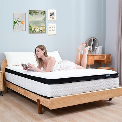 Queen Mattress 12 Inch | Hybrid Mattresses Queen Size in a Box | Medium Firm Memory Foam and Individual Pocket Springs | Fiberglass Free Bed Mattres | Breathable | CertiPUR-US