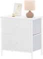BOLUO White Nightstand with Drawer Dresser for Bedroom Nightstands,Night Stand and Dressers Sets End Table with 2 Fabric Drawers Organizer Modern