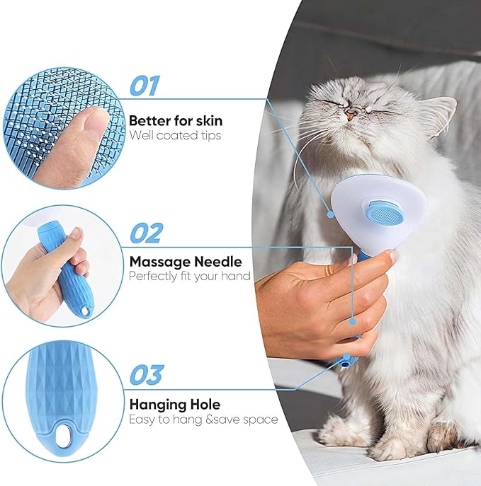 Namylya Cat Brush for Shedding & Grooming – Slicker Brush for Dogs and Cats with Long Hair – Removes Tangles, Mats & Loose Fur-Mewly Pet