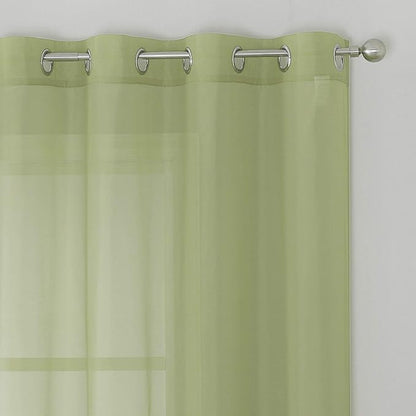 KEQIAOSUOCAI 2 Pieces Sage Sheer Curtains 84 Inches Long for Bedroom Bed Canopy Voile Grommet Sheer Window Drapes Panels for Living Room Dining Wedding Party Backdrop 54Wx84L Set of 2