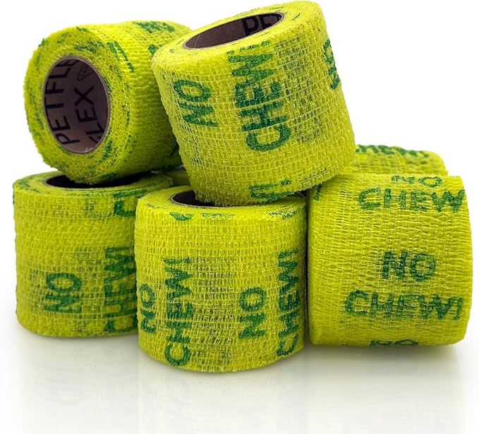PetFlex No Chew – Flexible Self-Adhering Elastic Bandage for Wound Care – First Aid Wrap for Small Animals Like Dogs, Cats, and Other Pets - 2 inch, 6 Rolls-Mewly Pet