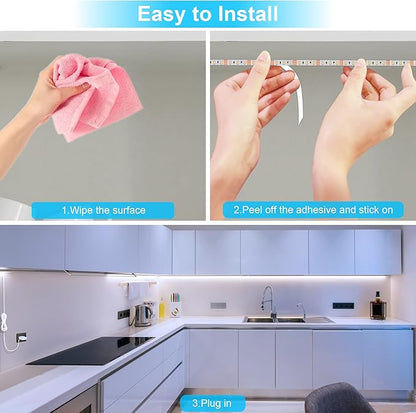 LAFULIT 8 PCS Under Cabinet Lighting Kit, Bright Under Cabinet Lights, Flexible Led Strip Lights with Remote and Power Adapter, for Kitchen Cabinets Shelf Desk Counter, 6000K Daylight White, 13ft