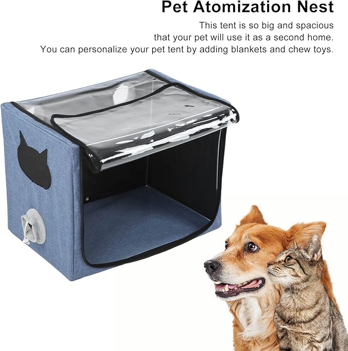 Puppy Nebulization Box, Small Pet Oxygen Inhalation, Cat and Dog Atomization Box Oxygen Inhalation Machine Dedicated Folding Atomization Box Pet Oxygen Therapy Cage for Cough Breathing Treatment Box-Mewly Pet