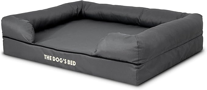 The Dog’s Bed Large Grey with Black Trim 36x27, Waterproof, Veterinary Grade Memory Foam, Pain Relief: Arthritis, Hip & Elbow Dysplasia, Post Surgery, Supportive, Washable Cover, Veterinary-Approved-Mewly Pet