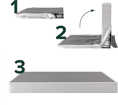 ZINUS No Assembly Metal Box Spring, 7.5 Inch White Mattress Foundation, Sturdy Metal Structure, Twin