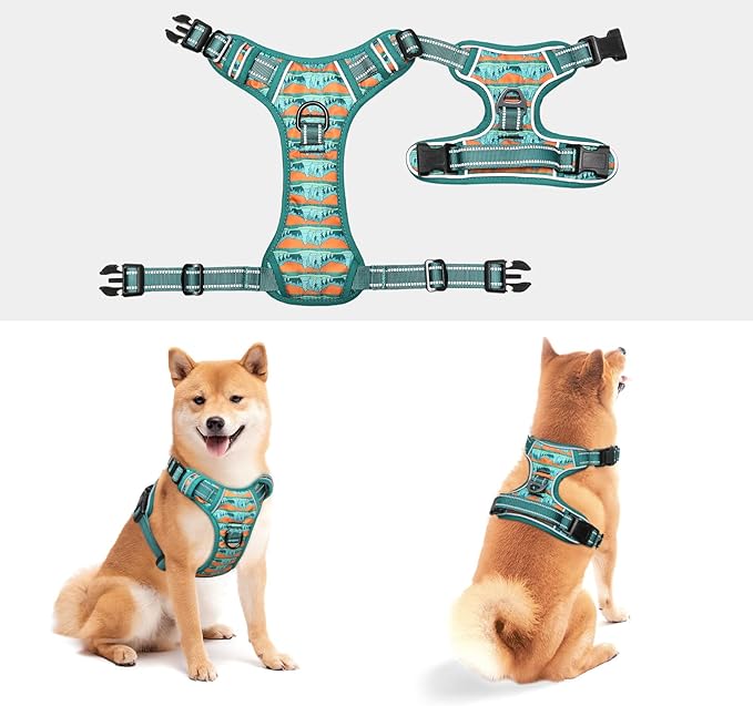 Timos No Pull Dog Harness,No Choke Front Clip Dog Reflective Harness,Adjustable Soft Padded Pet Vest with Easy Control Handle for Medium Dogs,Wilderness,M-Mewly Pet