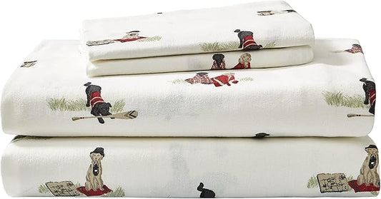 Eddie Bauer - Twin Sheet Set, Warm Breathable Cotton Flannel Bedding with Deep Pockets, Brushed for Extra Softness, Cozy Home Decor, Oeko-Tex Certified (Retriver Adventure, Twin)
