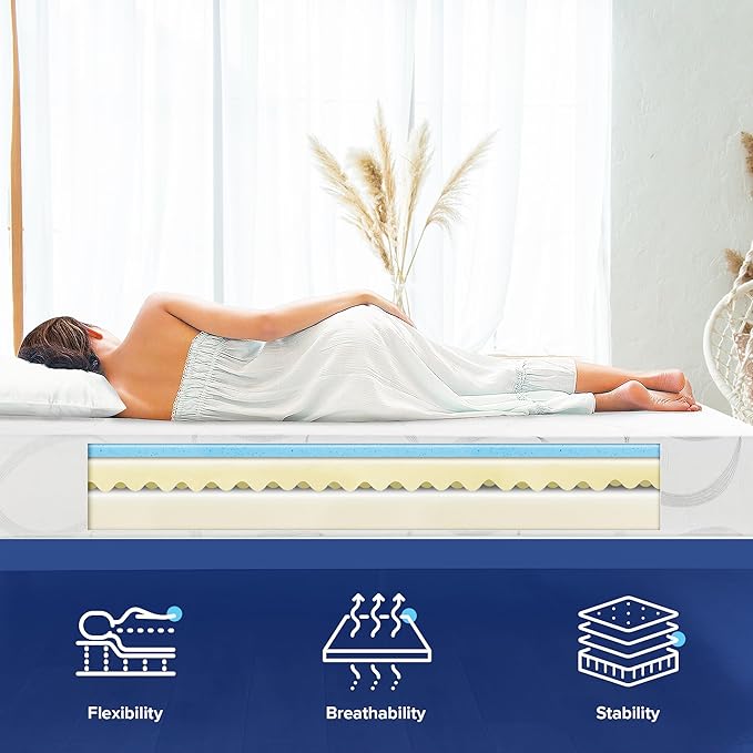 Olee Sleep Twin Mattress, 7 Inch Flex Gel Memory Foam Mattress, Gel Infused for Comfort and Pressure Relief, CertiPUR-US Certified, Bed-in-a-Box, Medium Firm, Twin Size