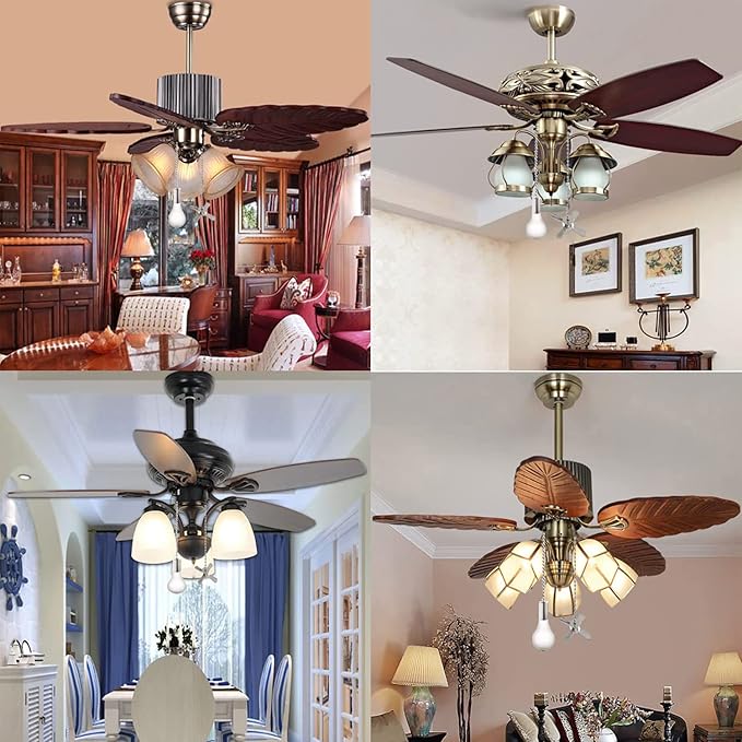 Ceiling Fan Pull Chain Extender, 𝟮𝟰 𝗶𝗻𝗰𝗵 Extra Long with Decorative Frosted Glass Bulb and Fan Cord,Fit All Standard 3mm Diameter Ceiling Fans (Antique)