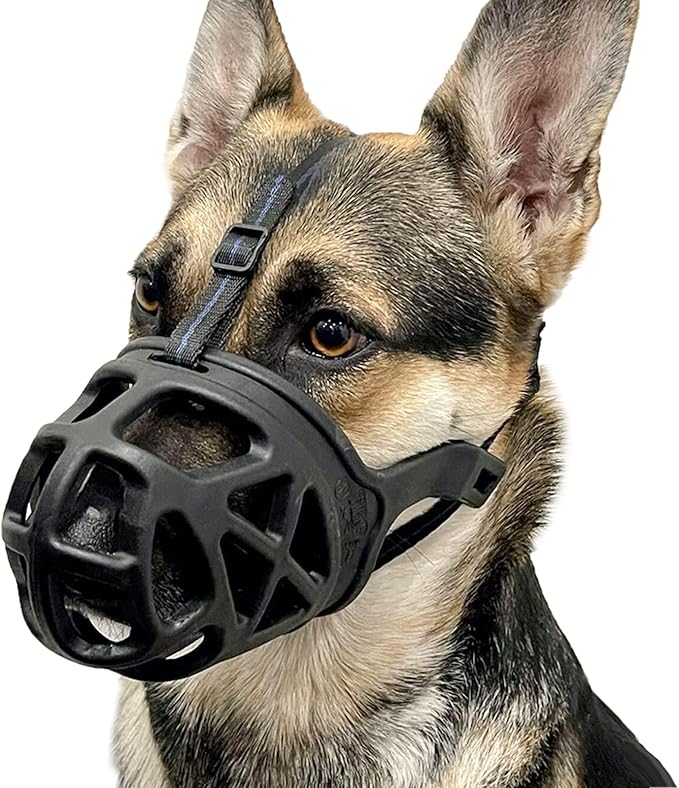 BARKLESS Dog Muzzle, Basket Muzzle for Biting, Chewing and Scavenging, Humane Cage Mouth Cover, Perfect for Grooming and Training Small, Medium, Large Aggressive Reactive Dogs (XS, Black)-Mewly Pet