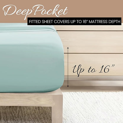 Linen Market Brushed Microfiber King Sheet Set 4 Piece – Oeko-TEX Certified Ultra Soft & Wrinkle-Free - 16" Deep Pocket Sheets - Easy Care King Size - Aqua