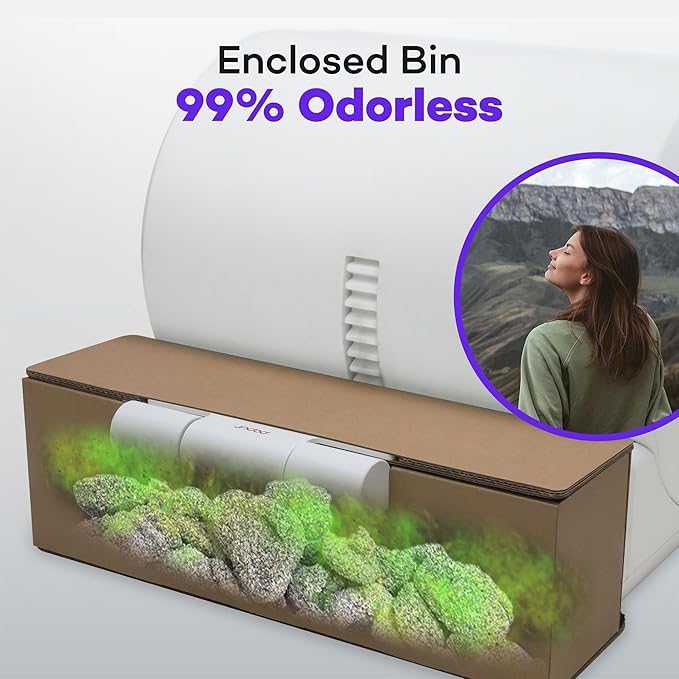 (Upgraded) Popur X5 Self Cleaning Cat Litter Box - Unique Open Top Split System - Automatic Litter Scooping Robot, Odor-Seal, 24 Inch Tray, 30-Day Capacity, 33 lbs. Load, 99% Leakproof (Cardboard Bin)-Mewly Pet