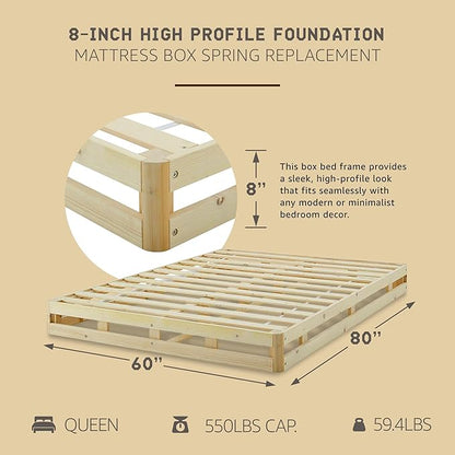 Hercules 8 Inch High Profile Instant Foundation Box Spring Replacement, Queen