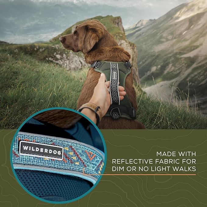 Wilderdog Lightweight Dog Harness with Reflective Straps - Small - Olive-Mewly Pet