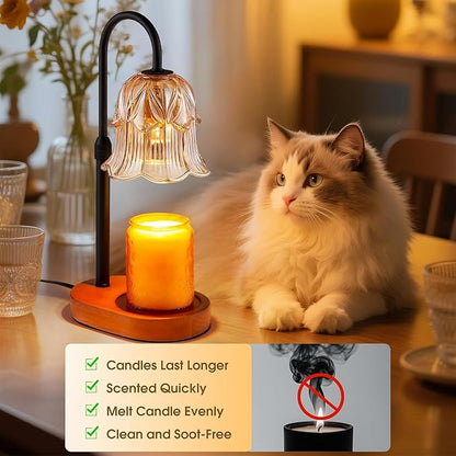 Candle Warmer Lamp Adjustable Timer Electric－Amber Flower Shaped Melting Wax Lamp