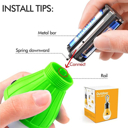 Portable LED Tent Lamp, Clip Hook Hurricane Emergency Light Bulb, Camping Equipment Lanterns for Hiking, Backpacking Outage, B-CLOSED-HOOK, 4 Packs