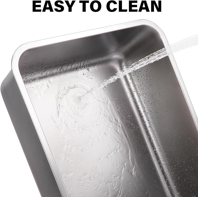 Stainless Steel Litter Box Easy Clean,-Large Metal Litter Box for Cats, High Sided Metal Litters Boxes, No Smell, Non Stick, Odor Proof, Indoor Outdoor-Mewly Pet