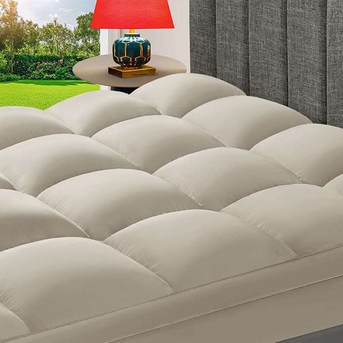 CHOKIT Queen Mattress Topper, Extra Thick Pillow Top Mattress Pad for Back Pain Relief, Cooling Bed Topper Mattress Cover with 8-21 Inch Deep Pocket