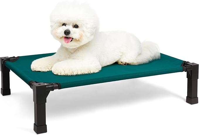 Heeyoo Elevated Dog Bed, Cooling Raised Pet Cot with Chew Proof Washable Breathable Mesh and Metal Frame, Portable Dog Cot Bed with No-Slip Feet for Outdoor or Indoor Use-Mewly Pet