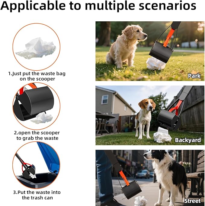 2 Pack 32 Inch Foldable Dog Pooper Scooper,Dog Poop Pick Up Tool for Large&Small Dogs,Sturdy & Light Weight,Easy to Carry and Clean-Mewly Pet