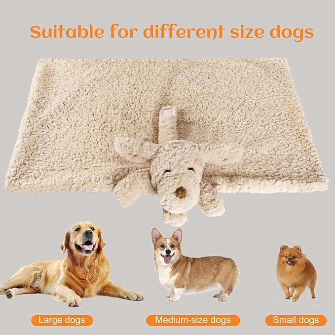 Heartbeat Toy Puppy Heartbeat Blanket for Dog Anxiety Relief, Heartbeat Stuffed Animal for Puppy Calming Aid Behavioral Aid, Comfort Cuddle Toy for Dogs Cats Pets…-Mewly Pet