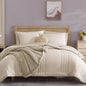 Monbix King Size Comforter Set - 7 Pieces Bed in a Bag King, Apricot Beige Bedding Sets with Comforter, All Seasons Comforter Bed Set with Sheets, Pillowcases & Shams