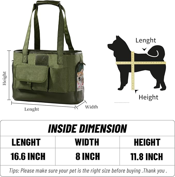 Dog Carrier, Cat Carrier, Pet Carrier, Foldable Waterproof Premium Oxford Cloth Dog Purse, Portable Bag Carrier for Small to Medium Cat and Small Dog（Green）-Mewly Pet