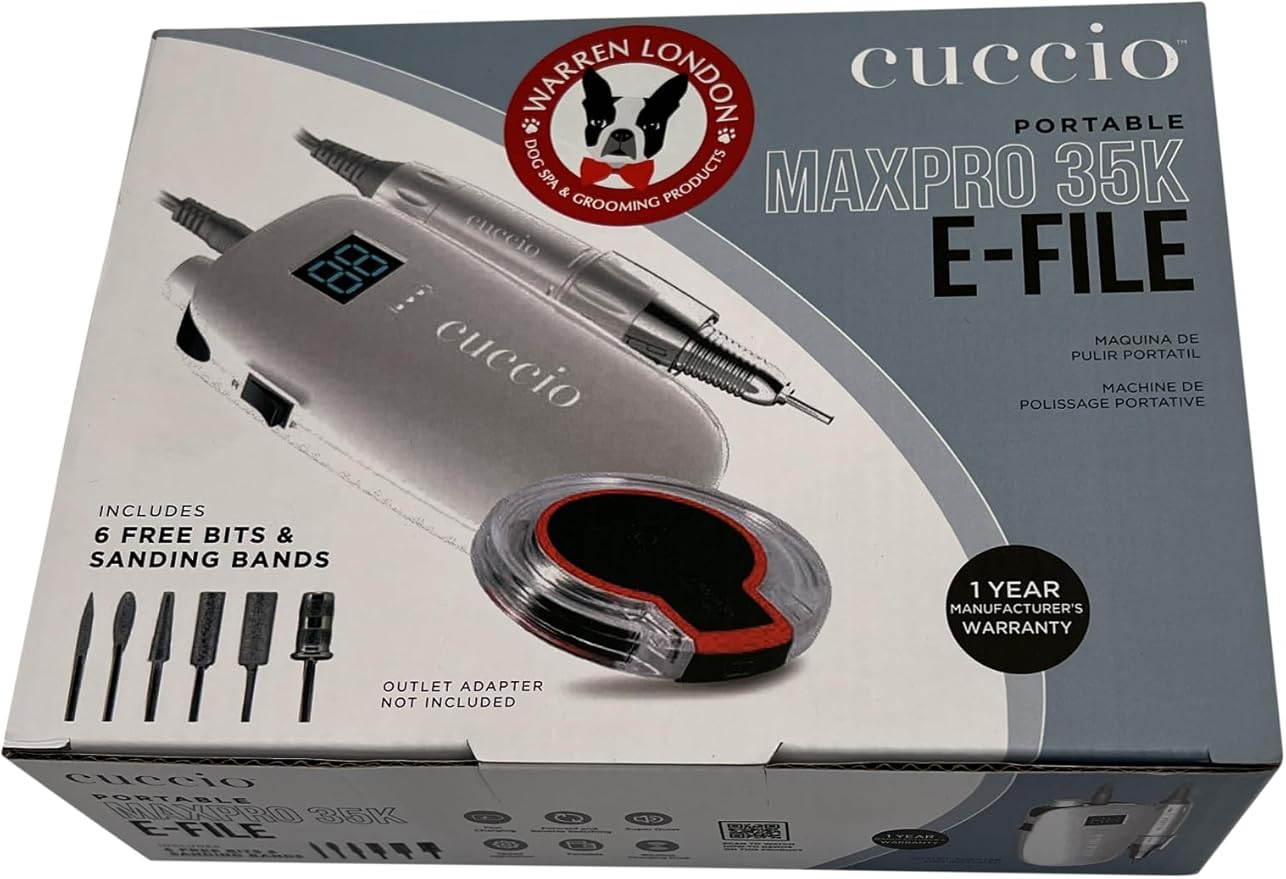 Warren London MaxPro 35K Dog Nail Grinder – 35,000 RPM Pro-Grade E-File w/ 6 Diamond & Sanding Bits, Quiet Low-Vibration Motor, Reversible Rotation, Corded/Cordless USB Fast-Charge-Mewly Pet
