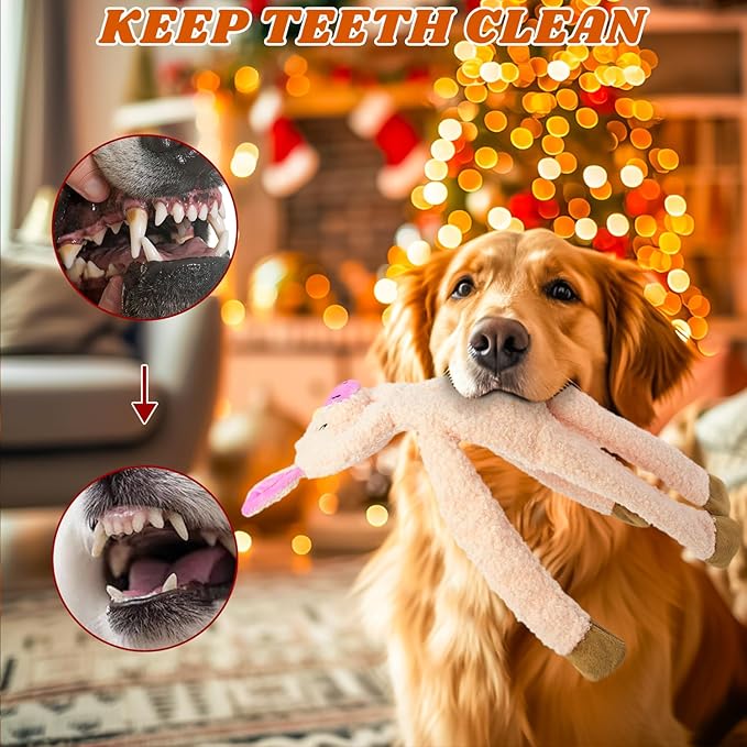 3 Pack No Stuffing Crinkle Squeaky Interactive Plush Dog Toys for Aggressive Chewers to Keep Puppy Busy for Boredom Small & Medium Breeds Furry Friend Teething Orange Fox Pink Pig Blue Hippo-Mewly Pet