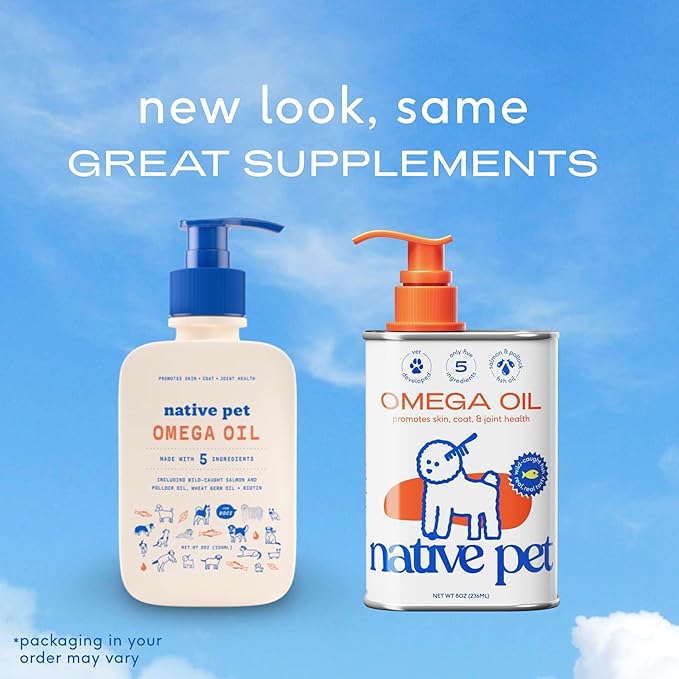 Native Pet Omega Oil for Dogs & Pumpkin for Dogs | Dog Fish Oil Supplements | All-Natural, Organic Pumpkin Fiber for Dogs | 8 Oz. Omega Oil & Pumpkin Powder-Mewly Pet