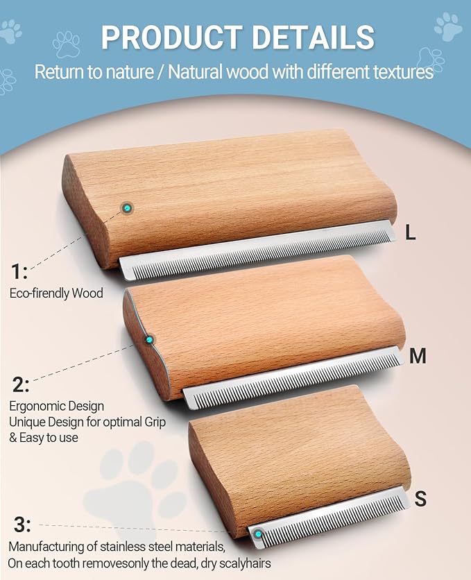 Dog Brush for Shedding | Pet Hair Removal Tool, Cat Grooming Supplies, Deshedding Dog Brush | Combs for cleaning and grooming short and long hair (L (5.3 Inch))-Mewly Pet