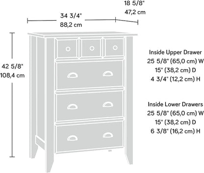 Sauder Shoal Creek 4-Drawer Chest, Tall Dresser Chest of Drawers, in Oiled Oak