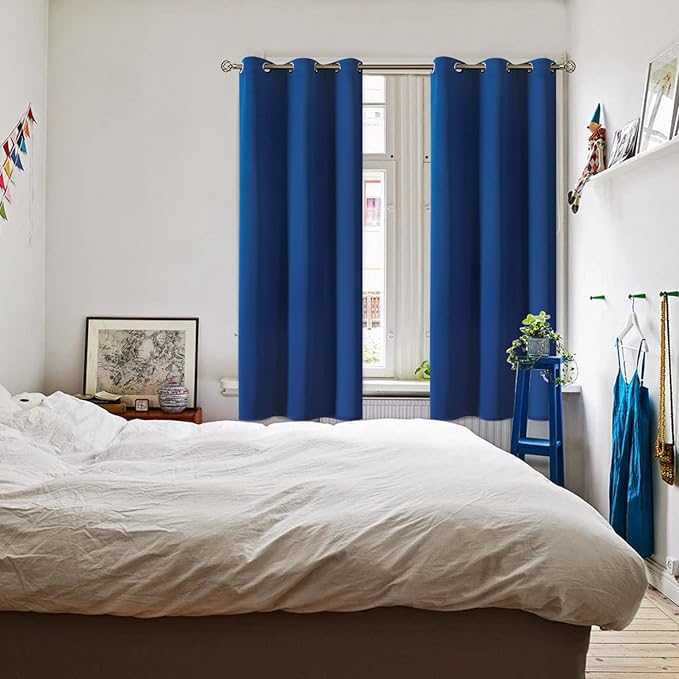 BGment Blackout Curtains for Bedroom 63 Inch Length 2 Panels Set, Room Darkening Sunlight Blocking Thermal Insulated Grommet Window Drapes, Each Panel 42 Inch Wide, Royal Blue