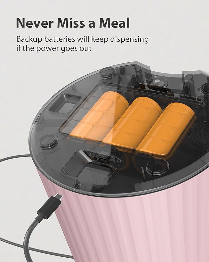 Petory Timed Automatic Cat Feeders - 4L Programable Dry Food Dispenser for Cats and Small Medium Dogs 6 Meals with Desiccant Bag Dual Power Supply 10S Voice Recorder-Mewly Pet