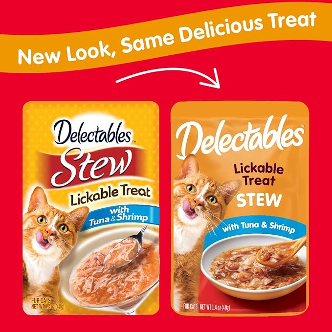 Hartz Delectables Stew Lickable Wet Cat Treats for Adult & Senior Cats, Tuna & Shrimp, 12 Count, 1.4 Ounce (Pack of 12)-Mewly Pet